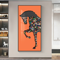 1000mm Rectangle Horse Building Blocks Wall Art Decor with Aluminum Frame Living Room - thumbnail 1