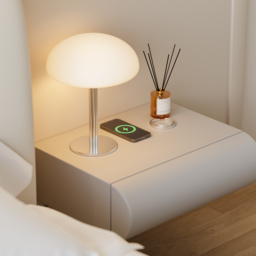 Humply Floating Smart Nightstand 1 Drawer Bedside Table in White Set of 2 - thumbnail 2