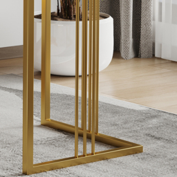 1400mm Modern White Office Desk with Drawers File Cabinet in Gold Base - thumbnail 6