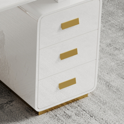1400mm Modern White Office Desk with Drawers File Cabinet in Gold Base - thumbnail 3
