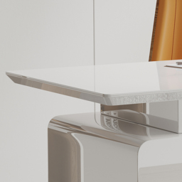 1400mm Modern White Office Desk with Drawers File Cabinet in Gold Base - thumbnail 5