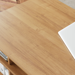 Mid-Century Solid Wood Home Office Desk with 6 Drawers Natural Executive Writing Desk (1625mm) - thumbnail 9