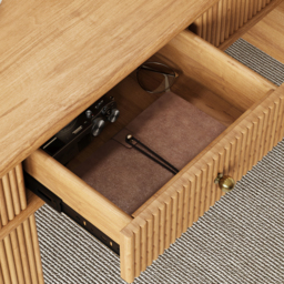 Mid-Century Solid Wood Home Office Desk with 6 Drawers Natural Executive Writing Desk (1625mm) - thumbnail 7