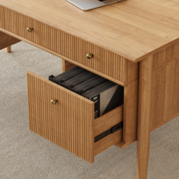 Mid-Century Solid Wood Home Office Desk with 6 Drawers Natural Executive Writing Desk (1625mm) - thumbnail 6