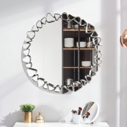 600mm Modern Silver Wall Mirror – Decorative Round Statement Mirror - thumbnail 2