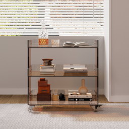 Amber Acrylic Rolling Serving Bar Cart 3-Tier on Wheels - thumbnail 4