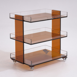 Amber Acrylic Rolling Serving Bar Cart 3-Tier on Wheels - thumbnail 9