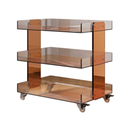 Amber Acrylic Rolling Serving Bar Cart 3-Tier on Wheels - thumbnail 7