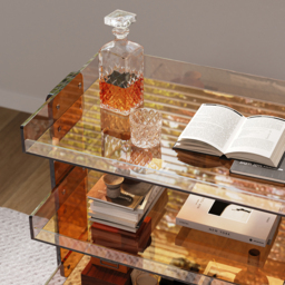 Amber Acrylic Rolling Serving Bar Cart 3-Tier on Wheels - thumbnail 6