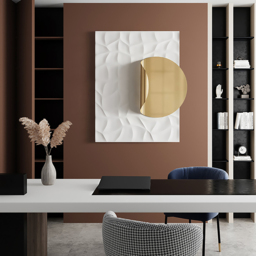 Rectangle Modern Metal in Gold Wall Decor Background Geometric 3D Wall Art - thumbnail 3