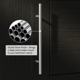1000mm Freestanding Black Bathroom Vanity, Sintered Stone Countertop & Silver Handles - thumbnail 8