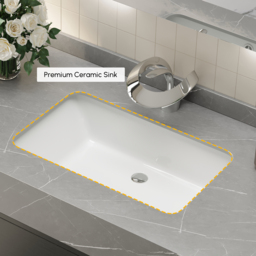 1000mm Freestanding Black Bathroom Vanity, Sintered Stone Countertop & Silver Handles - thumbnail 4