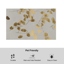 1500mm x 2400mm Modern Rectangle Area Rug with Gold Leaves Patter Nylon Rug - thumbnail 6