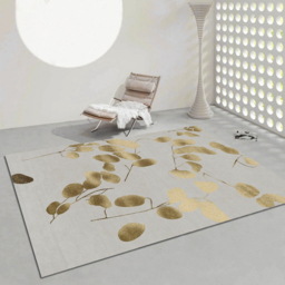 1500mm x 2400mm Modern Rectangle Area Rug with Gold Leaves Patter Nylon Rug - thumbnail 4