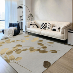 1500mm x 2400mm Modern Rectangle Area Rug with Gold Leaves Patter Nylon Rug - thumbnail 2