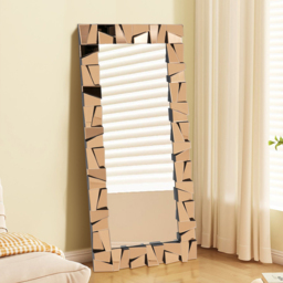 800mm x 1600mm Oversized Glam Rectangle Full Length Floor Mirror with Amber Glass Frame - thumbnail 4