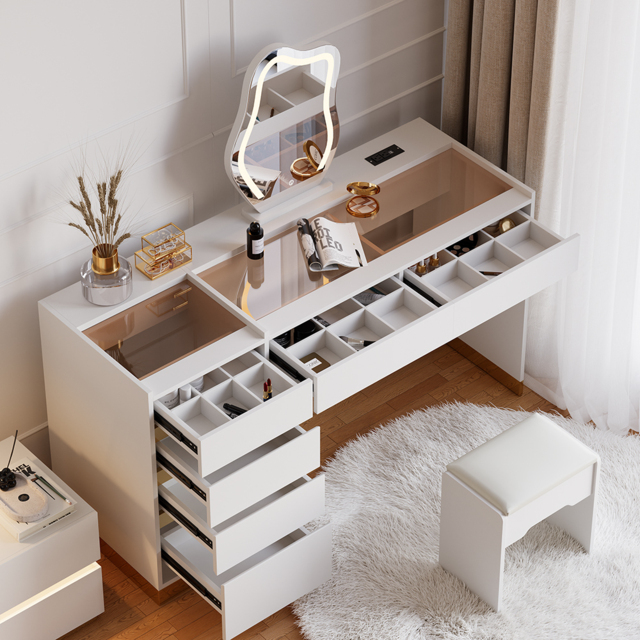 Modern Dressing Table with Chair with Lighted Vanity Mirror & Charging Station & Jewellery Storage Dressing Table - image 1