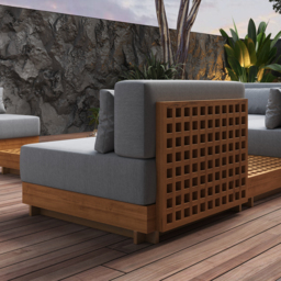 9-Pieces Teak Luxury Modular L-Shaped Garden Patio Sectional Sofa Set in Grey with Coffee Table and Cushions - thumbnail 8