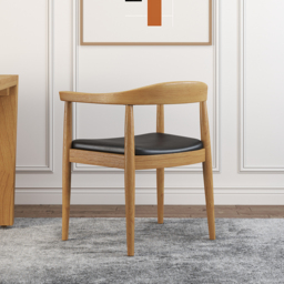 Set of 6 Modern Dining Chairs Upholstered Leather Curved Back Walnut Wooden Armchair Dining Room Chairs - thumbnail 8