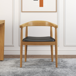 Set of 6 Modern Dining Chairs Upholstered Leather Curved Back Walnut Wooden Armchair Dining Room Chairs - thumbnail 2