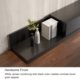 Rectangle Wood Extendable TV Stand Black Floor Media Console with 3 Drawers - thumbnail 5