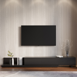 Rectangle Wood Extendable TV Stand Black Floor Media Console with 3 Drawers - thumbnail 2