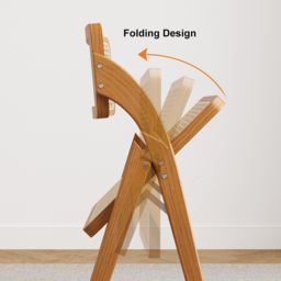 Japandi Walnut Folding Dining Chair (Set of 2) Solid Wood Rattan Side Chair - thumbnail 5
