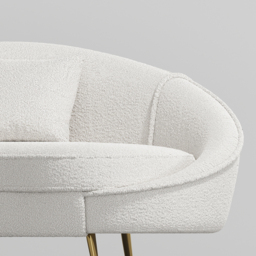 2100mm Modern White Boucle Curved Sofa 3 Seaters Toss Pillow Included - thumbnail 5