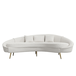 2100mm Modern White Boucle Curved Sofa 3 Seaters Toss Pillow Included - thumbnail 8