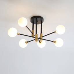 Modern White Glass 6-Light Semi-Flush Mount Chandelier - thumbnail 7