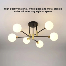 Modern White Glass 6-Light Semi-Flush Mount Chandelier - thumbnail 6