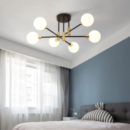 Modern White Glass 6-Light Semi-Flush Mount Chandelier - thumbnail 2