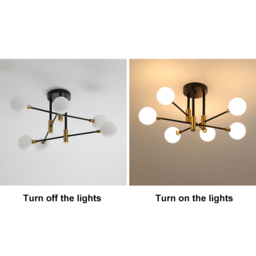 Modern White Glass 6-Light Semi-Flush Mount Chandelier - thumbnail 5