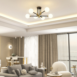 Modern White Glass 6-Light Semi-Flush Mount Chandelier - thumbnail 4