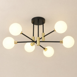 Modern White Glass 6-Light Semi-Flush Mount Chandelier - thumbnail 9