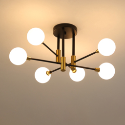 Modern White Glass 6-Light Semi-Flush Mount Chandelier - thumbnail 8