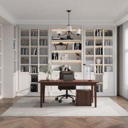 "Solid Wood Home Office Desk with 6 Drawers Walnut Executive Writing Desk (62.9"" )" - thumbnail 4