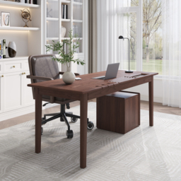 "Solid Wood Home Office Desk with 6 Drawers Walnut Executive Writing Desk (62.9"" )"