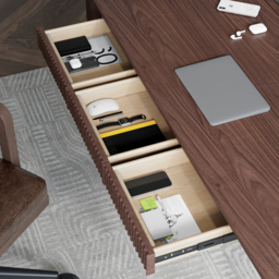"Solid Wood Home Office Desk with 6 Drawers Walnut Executive Writing Desk (62.9"" )" - thumbnail 7