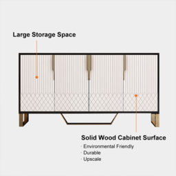 Aro Modern White and Black 150 cm Wide Wood Sideboard Buffet 4 Doors for Kitchen Storage - thumbnail 4