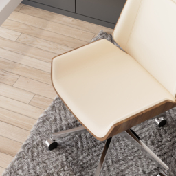 White Faux Leather Office Chair Desk Chair with Wheels & Adjustable Height - thumbnail 7