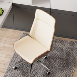 White Faux Leather Office Chair Desk Chair with Wheels & Adjustable Height - thumbnail 3