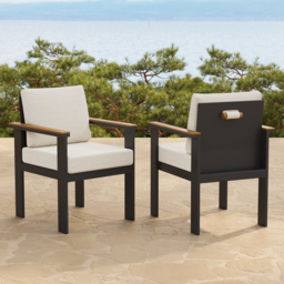 Rectangle Teak Wood & Aluminium Outdoor Patio Dining Table Modern Yard & Patio Furniture for 6 - 8 Person Teak & Aluminium Outdoor Dining Chair - thumbnail 7