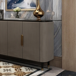 Modern Sideboard Buffet Black Kitchen Cabinet with 4 Doors in Gold - thumbnail 3