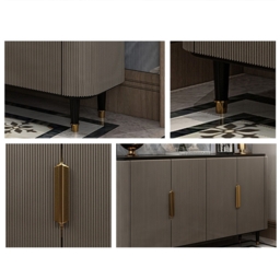Modern Sideboard Buffet Black Kitchen Cabinet with 4 Doors in Gold - thumbnail 4
