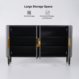 Modern Sideboard Buffet Black Kitchen Cabinet with 4 Doors in Gold - thumbnail 7