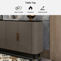 Modern Sideboard Buffet Black Kitchen Cabinet with 4 Doors in Gold - thumbnail 6