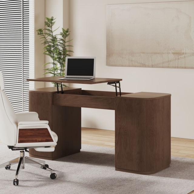 Height Adjustable Standing Desk Executive Office Desk with 2 Doors & Ample Storage Office Furniture (1520mm) - image 1