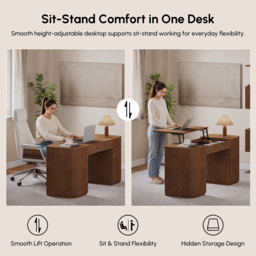 Height Adjustable Standing Desk Executive Office Desk with 2 Doors & Ample Storage Office Furniture (1520mm) - thumbnail 6