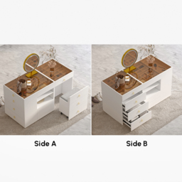 Glass 150 cm Vanity Dresser Top Walk in Wardrobe Island with Storage & Stool - thumbnail 7